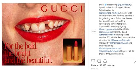 modella senza denti gucci|Rossetti Gucci: la campagna trucco inno alla bellezza .